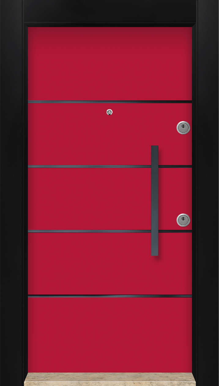 MONO ÇELİK KAPI  MN-6033 Kırmızı Dış İklim Kapısı , Yağmur'a ve Güneşe Dayanıklı Çelik kapı Dışarıdan İçeriye Sol'a