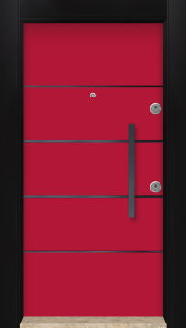 MONO ÇELİK KAPI  MN-6033 Kırmızı Dış İklim Kapısı , Yağmur'a ve Güneşe Dayanıklı Çelik kapı Dışarıdan İçeriye Sol'a