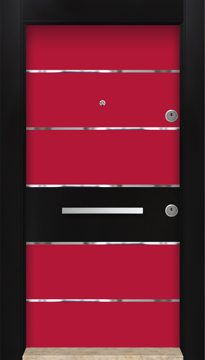MONO ÇELİK KAPI  MN-6034 Kırmızı Dış İklim Kapısı , Yağmur'a ve Güneşe Dayanıklı Çelik kapı Dışarıdan İçeriye Sol'a