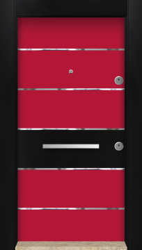 MONO ÇELİK KAPI  MN-6034 Kırmızı Dış İklim Kapısı , Yağmur'a ve Güneşe Dayanıklı Çelik kapı Dışarıdan İçeriye Sol'a