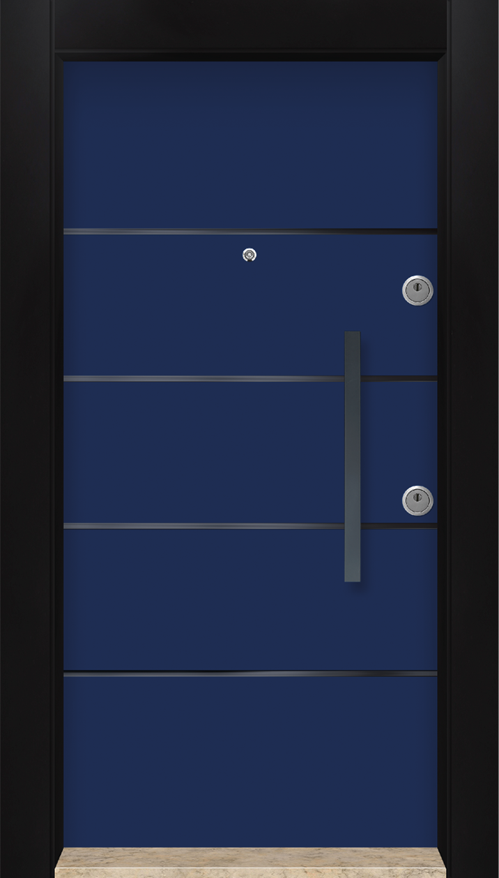 MONO ÇELİK KAPI  MN-6036 Mavi Dış İklim Kapısı , Yağmur'a ve Güneşe Dayanıklı Çelik kapı Dışarıdan İçeriye Sol'a