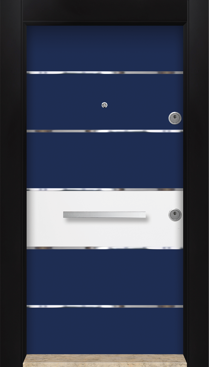 MONO ÇELİK KAPI  MN-6037 Mavi Dış İklim Kapısı , Yağmur'a ve Güneşe Dayanıklı Çelik kapı Dışarıdan İçeriye Sol'a