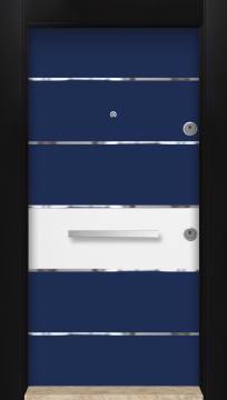 MONO ÇELİK KAPI  MN-6037 Mavi Dış İklim Kapısı , Yağmur'a ve Güneşe Dayanıklı Çelik kapı Dışarıdan İçeriye Sol'a