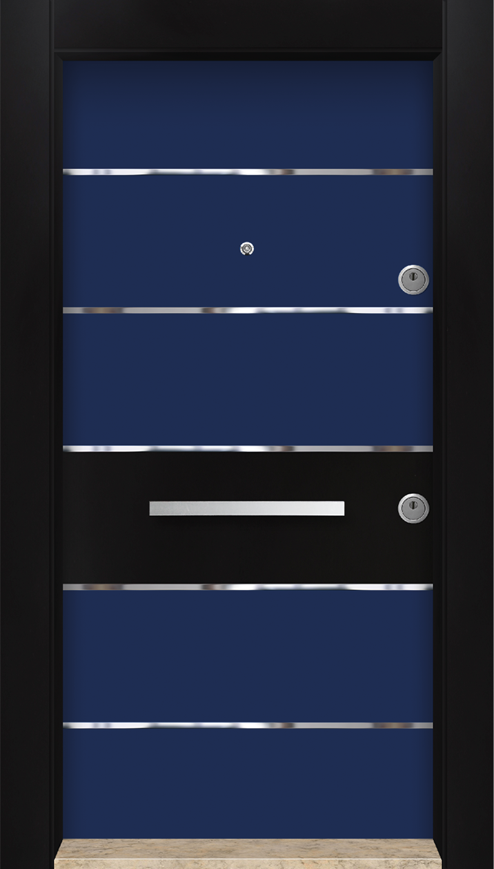 MONO ÇELİK KAPI  MN-6038 Mavi Dış İklim Kapısı , Yağmur'a ve Güneşe Dayanıklı Çelik kapı Dışarıdan İçeriye Sol'a