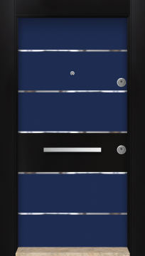 MONO ÇELİK KAPI  MN-6038 Mavi Dış İklim Kapısı , Yağmur'a ve Güneşe Dayanıklı Çelik kapı Dışarıdan İçeriye Sol'a